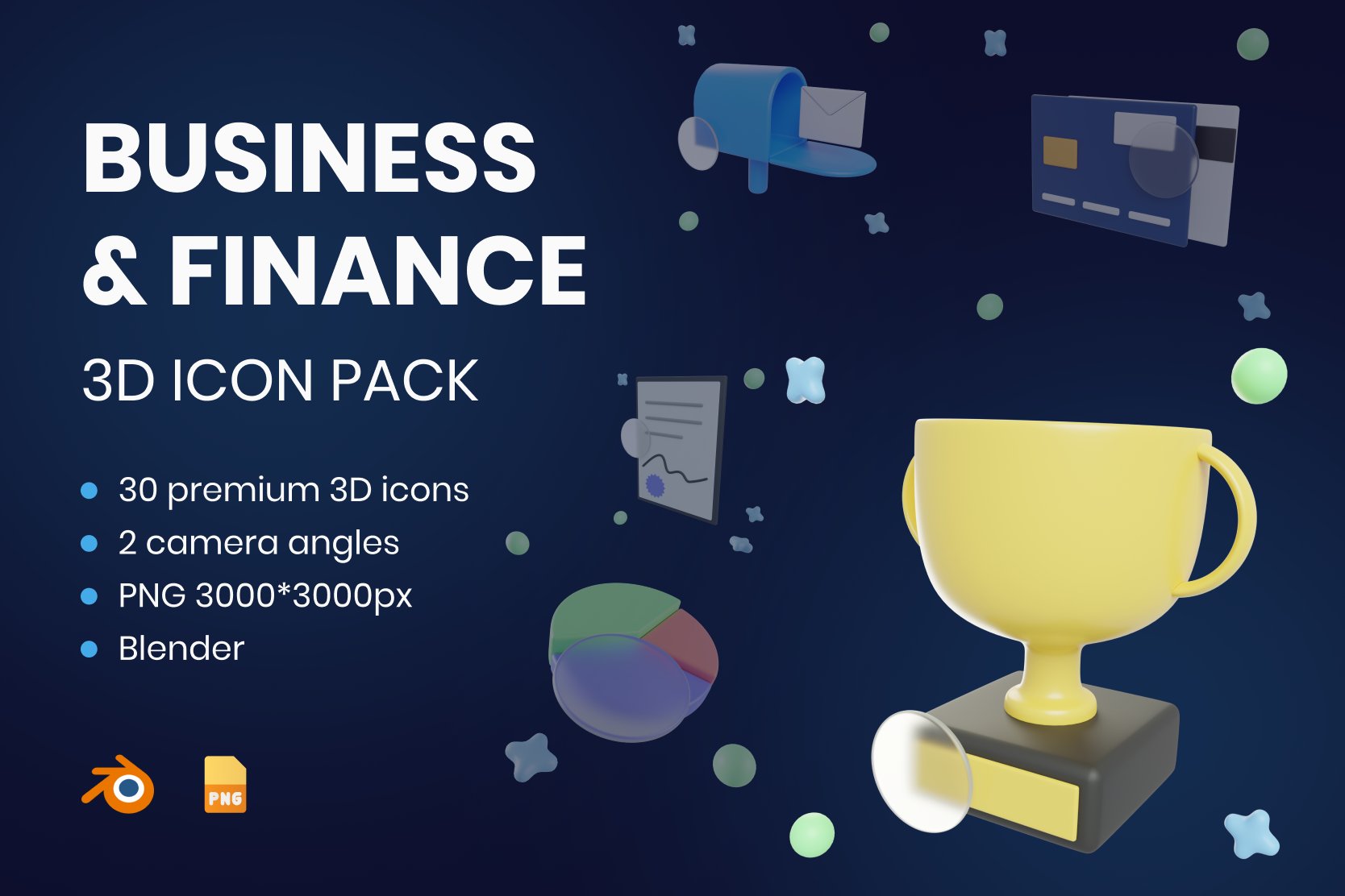 3D Business & Finance Icon Pack cover image.