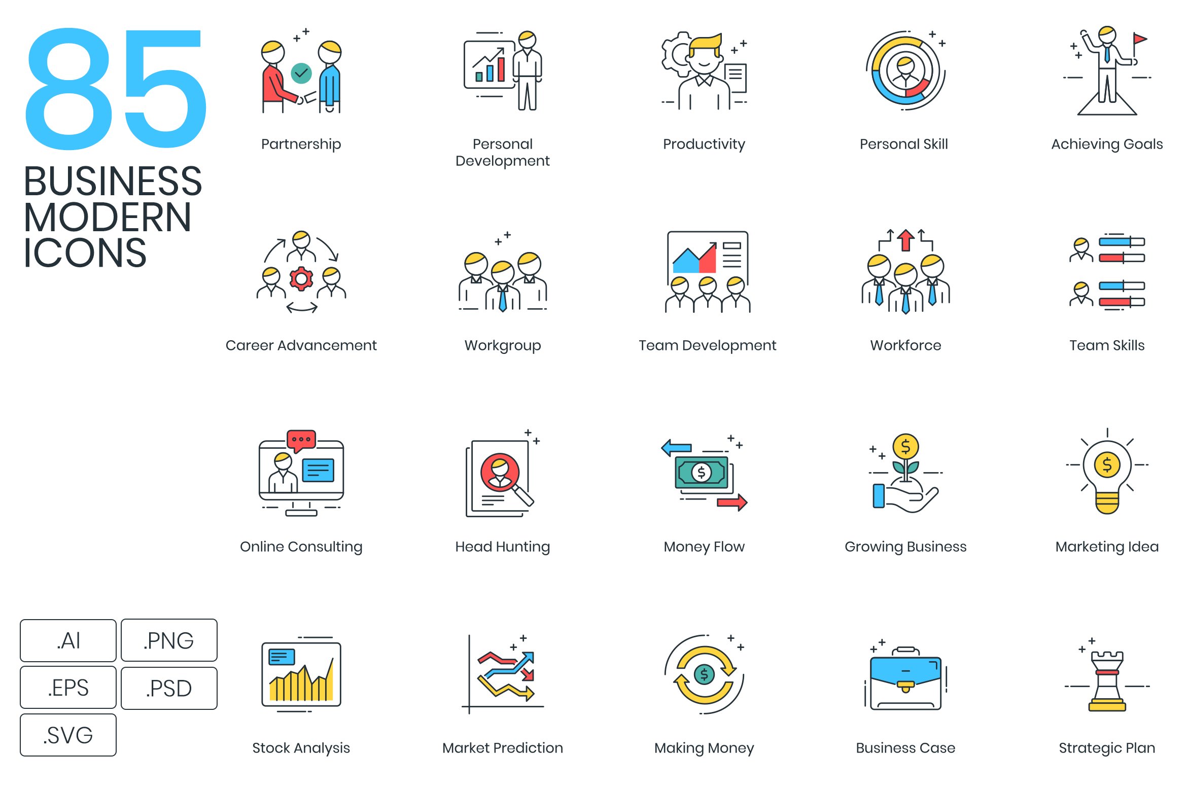 85 Modern Business Icons cover image.