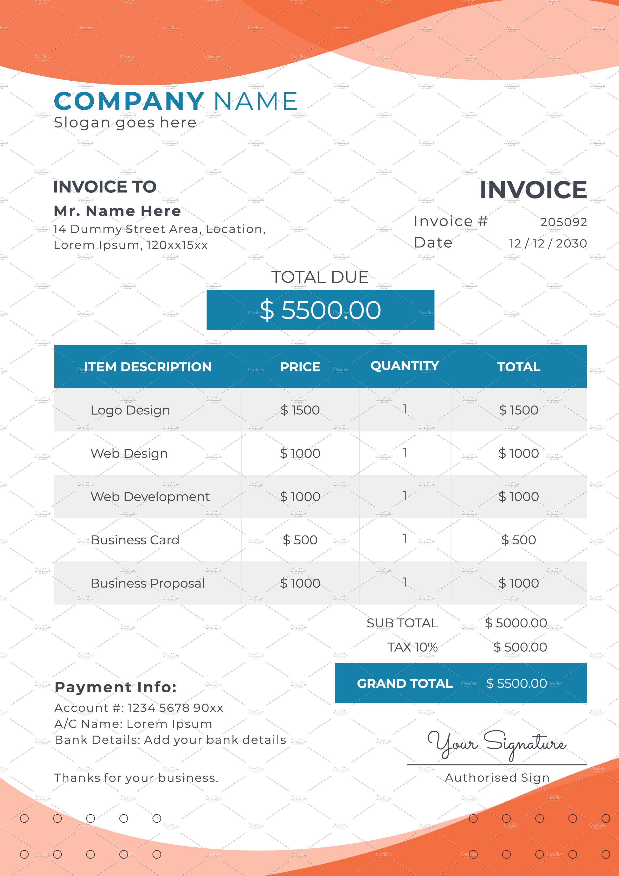 business invoice and letterhead 28529 504