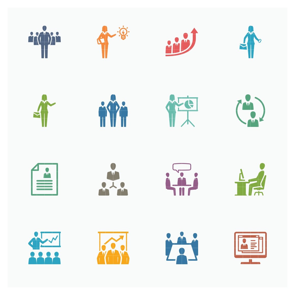 Colored Business Management Icons 1 preview image.