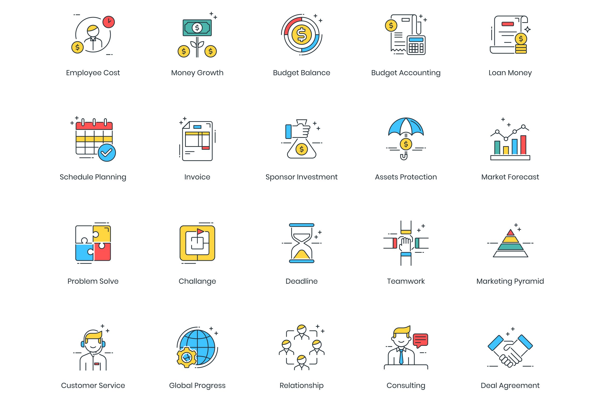 85 Modern Business Icons preview image.