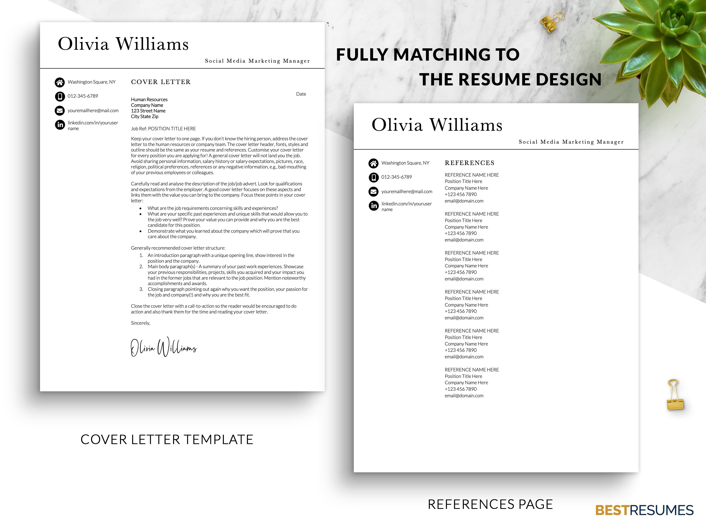 business resume template cover letter template references olivia williams 831