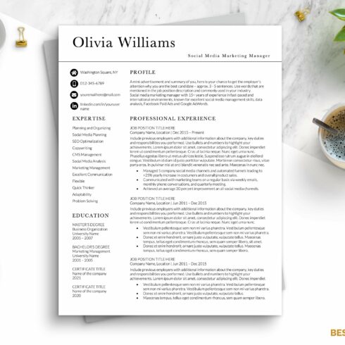 Modern Page Resume Template Word cover image.