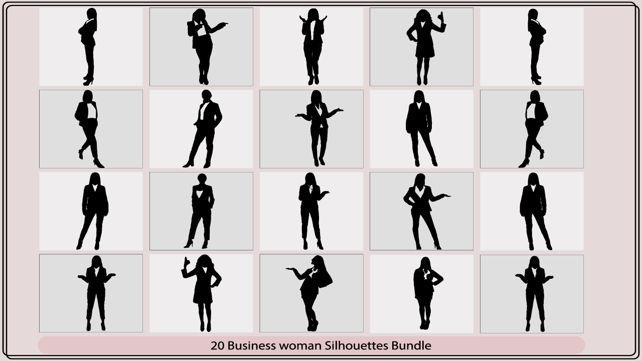 Woman silhouettes bundle of various poses.