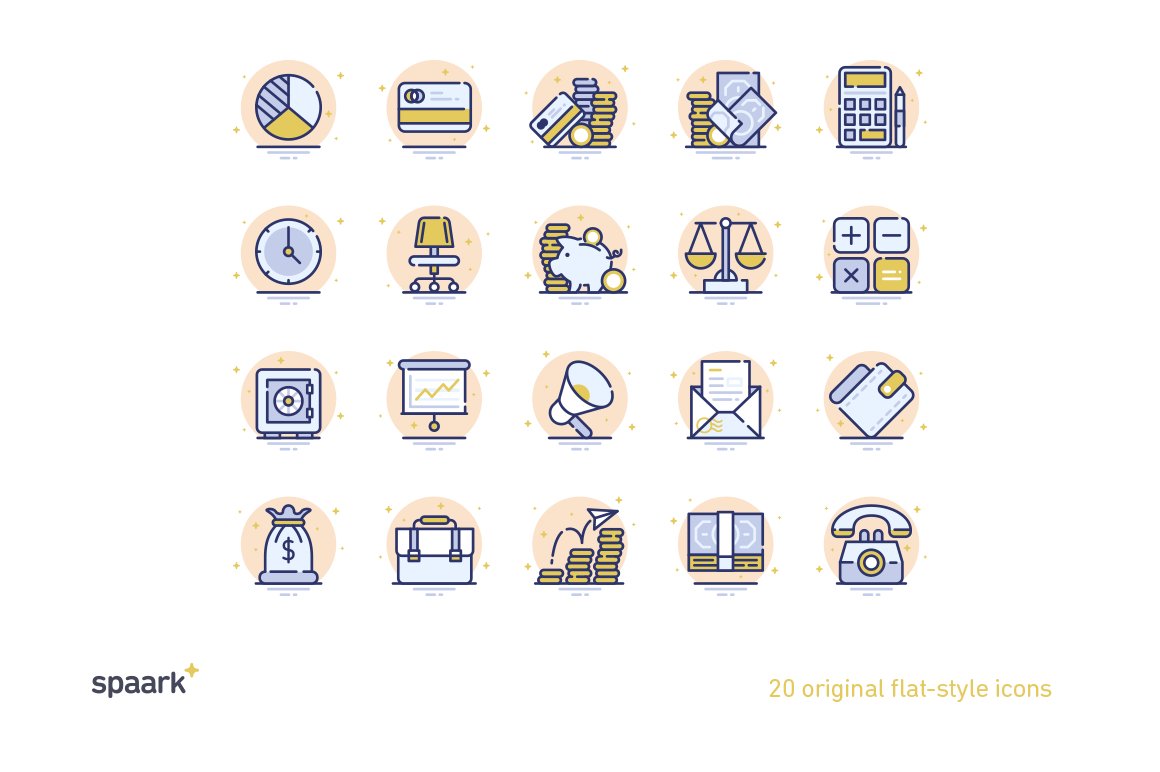 Spaark Business & Finance (20 icons) preview image.