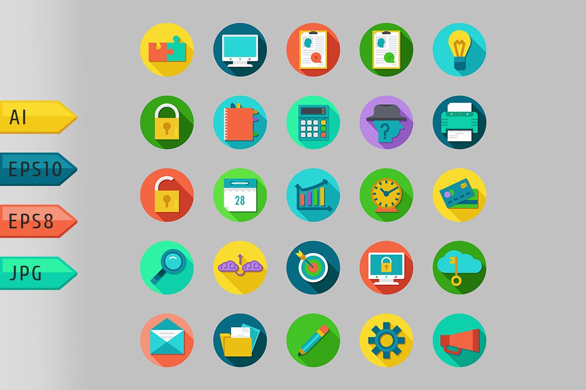 Icons set with concepts of business. cover image.