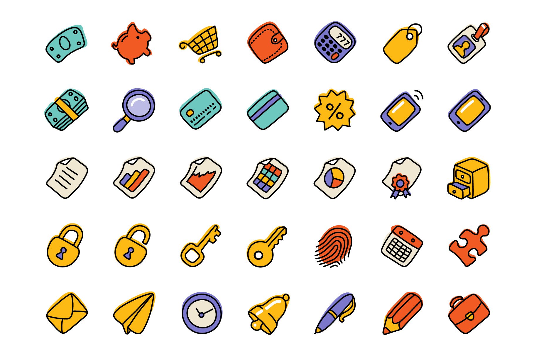 Business&Finance Hand Drawn Icons preview image.