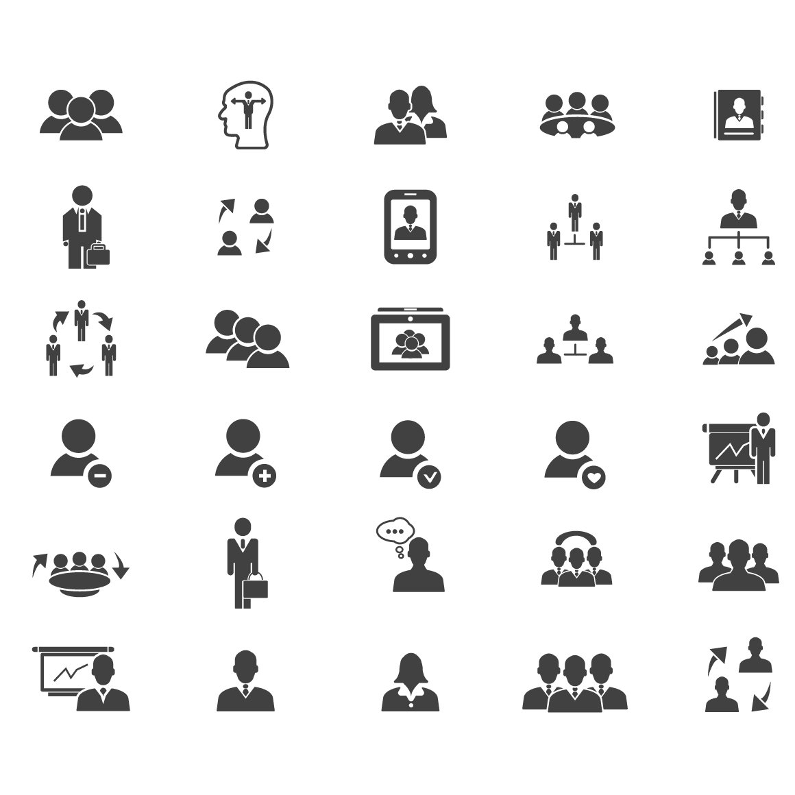 30 business people icons preview image.