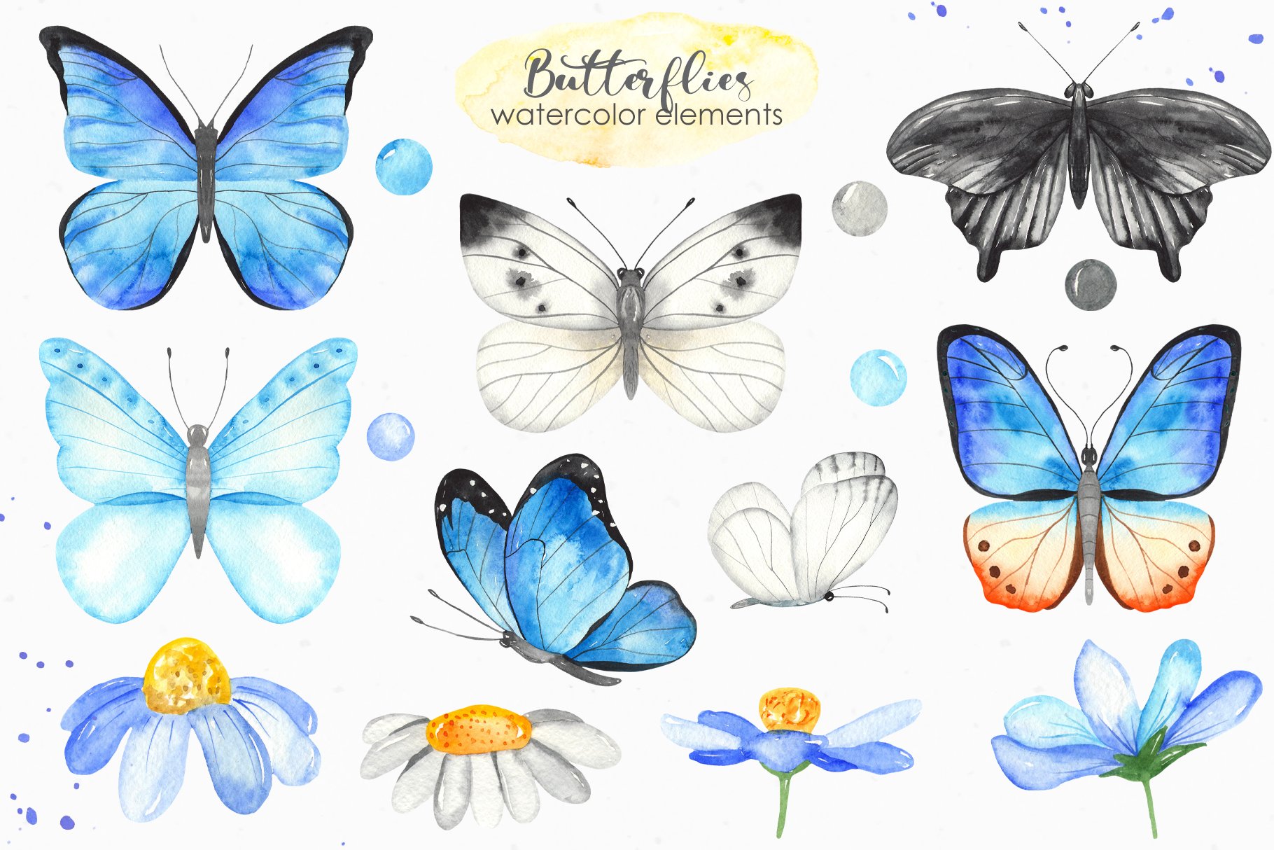 butterflies watercolor elements 2 680