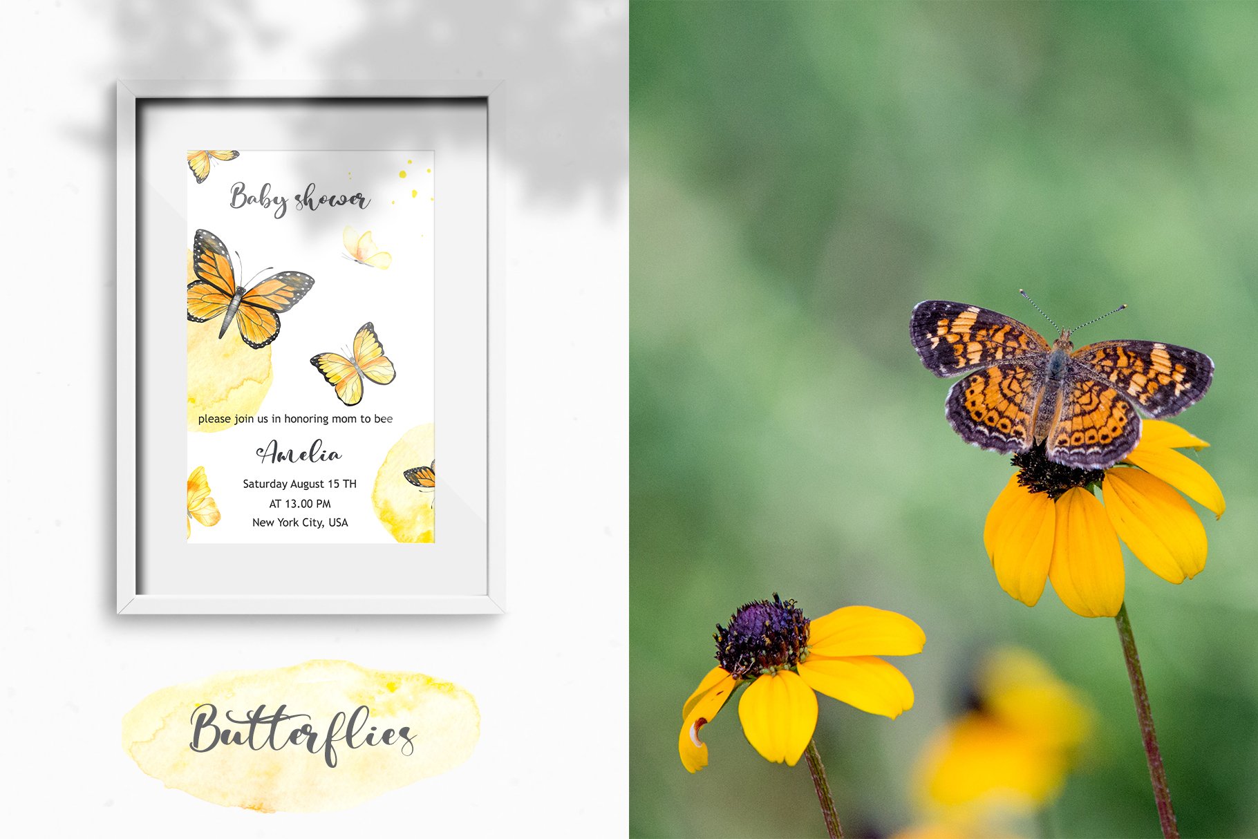 butterflies watercolor premade cards example 710