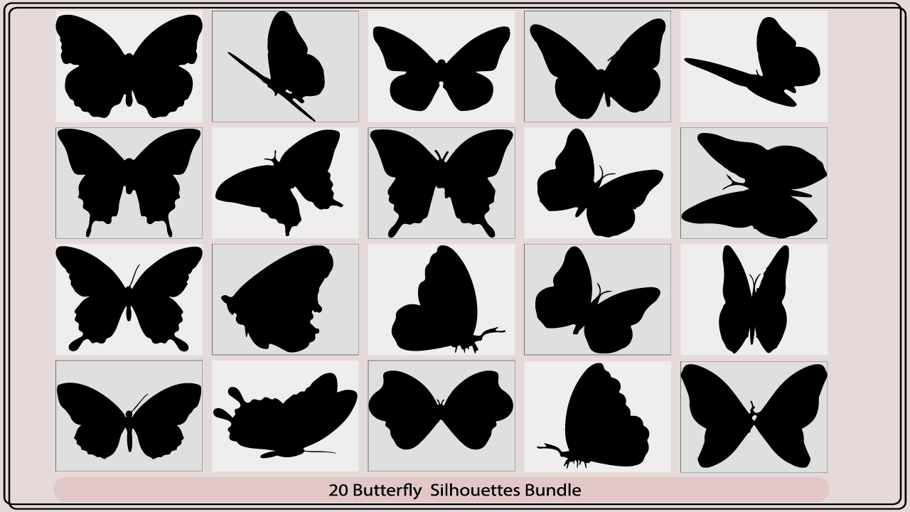 20 butterfly silhouettes bundle.