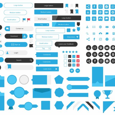 Buttons & Icons Clean Web UI Kit cover image.
