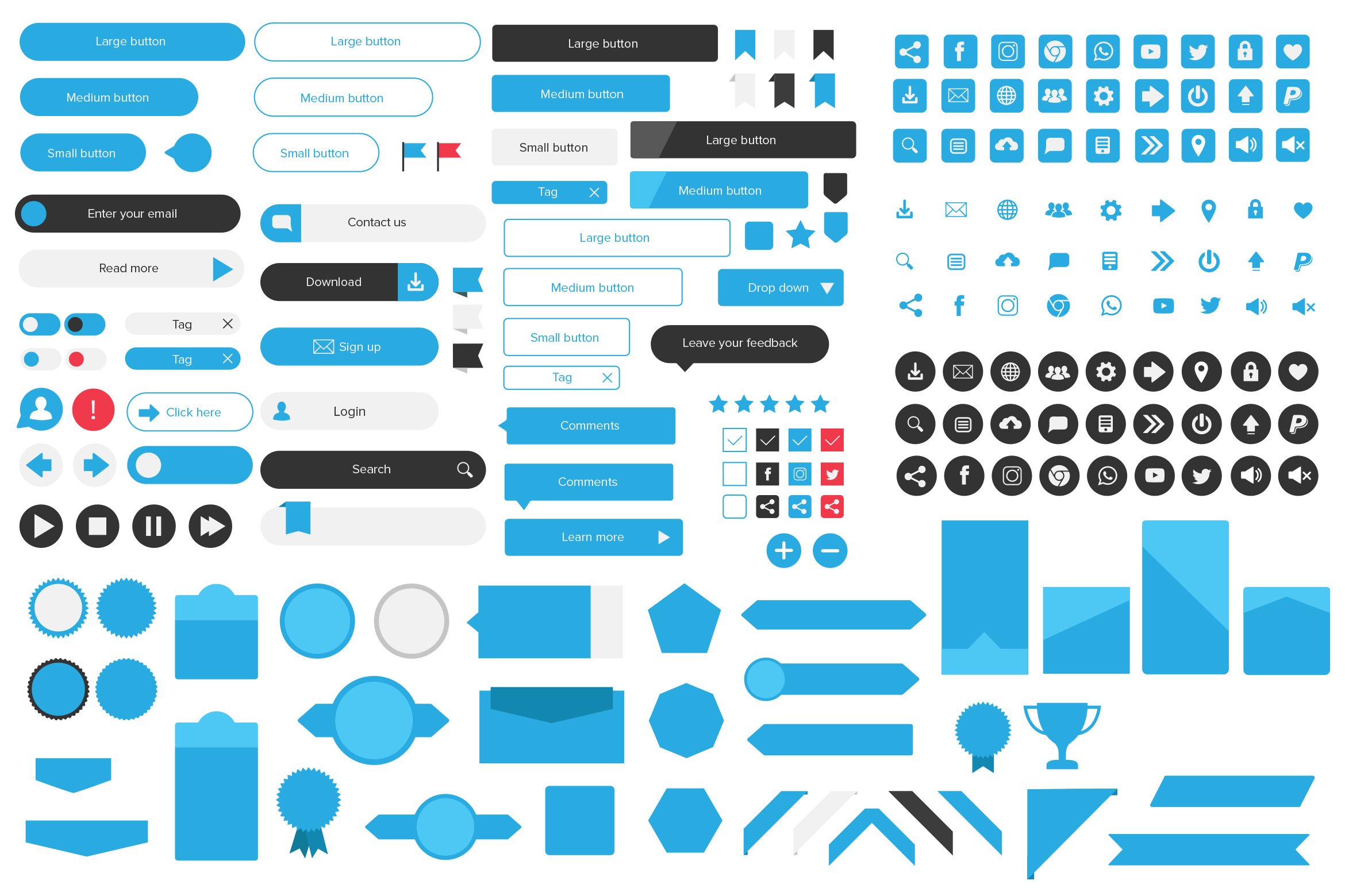 Buttons & Icons Clean Web UI Kit cover image.