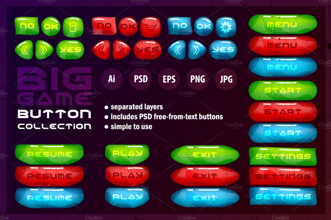 Buttons for game user interface cover image.