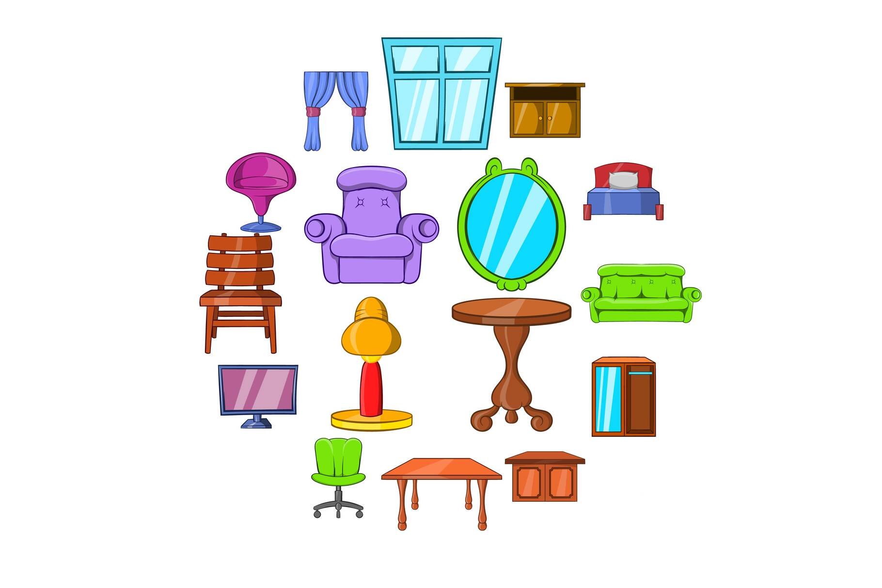 Furniture icons set cover image.