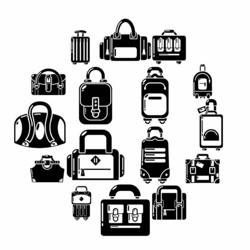 Bag baggage suitcase icons set cover image.