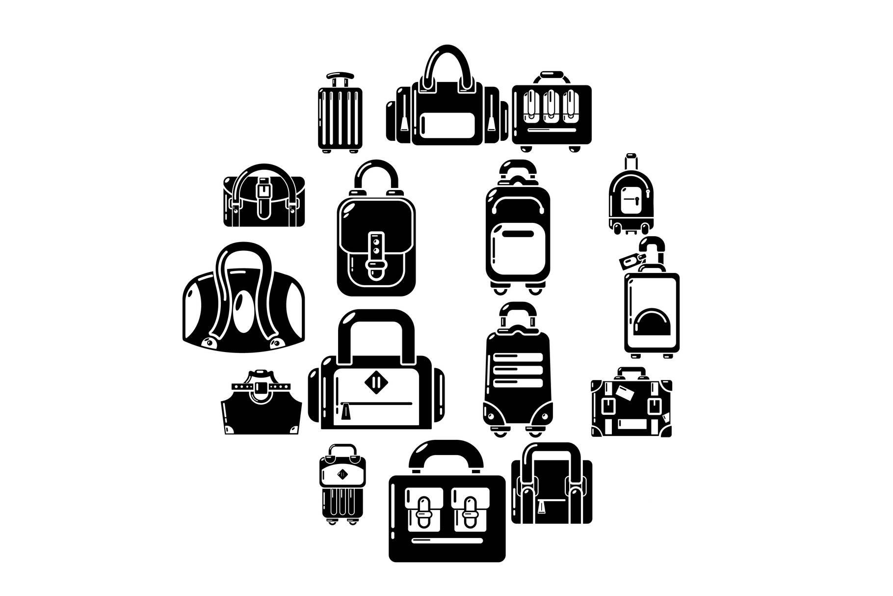 Bag baggage suitcase icons set cover image.