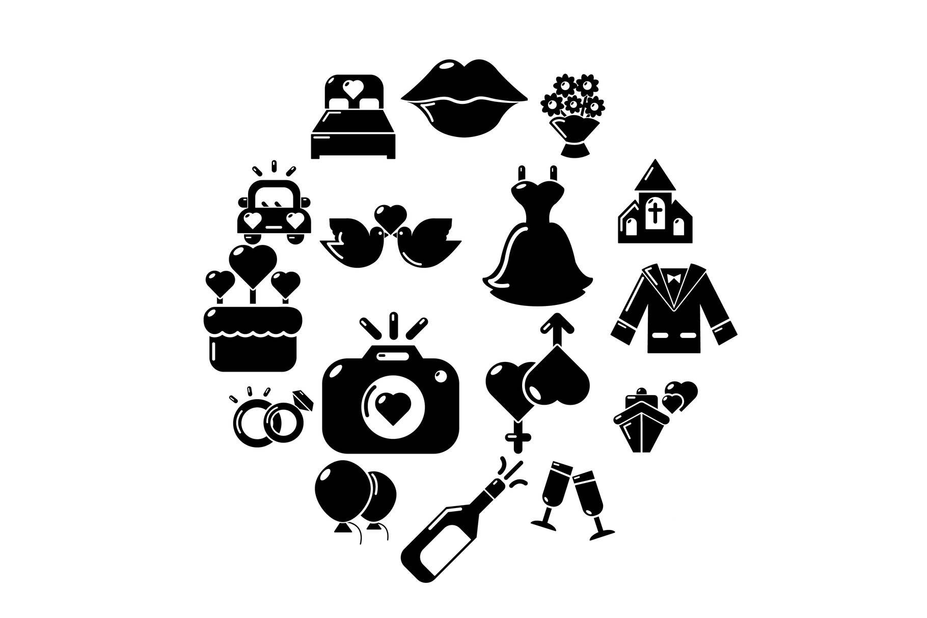 Wedding icons set, simple style cover image.