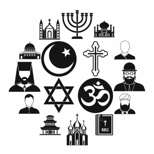 Religious symbol icons set cover image.