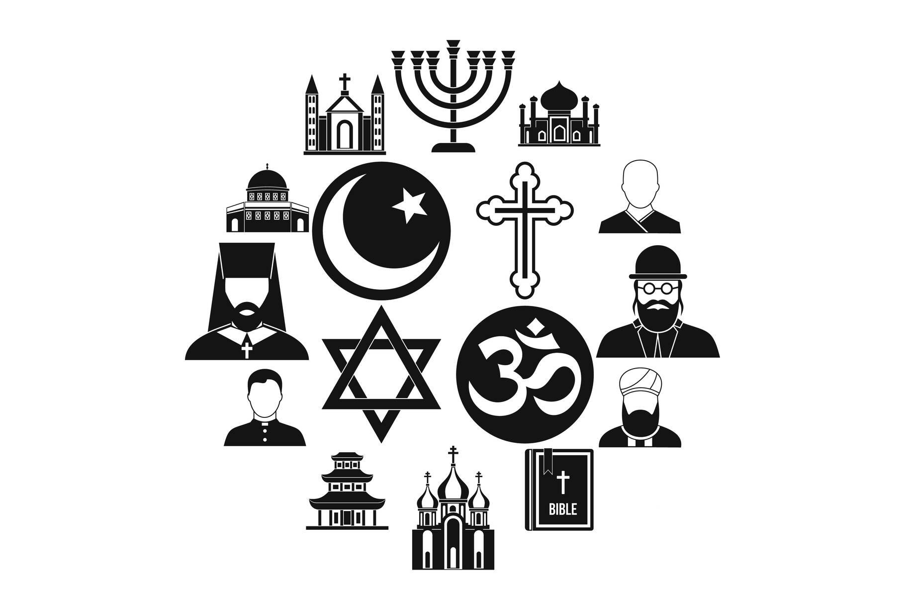 Religious symbol icons set cover image.