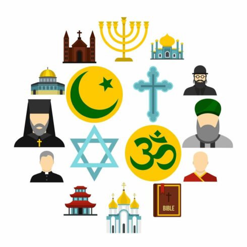 Religious symbol icons set cover image.