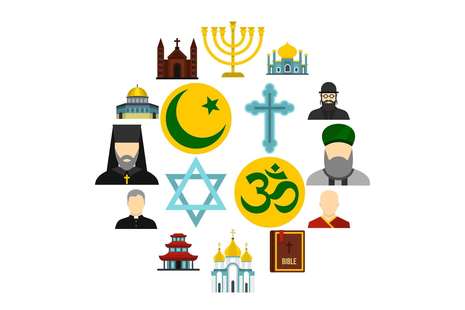 Religious symbol icons set cover image.