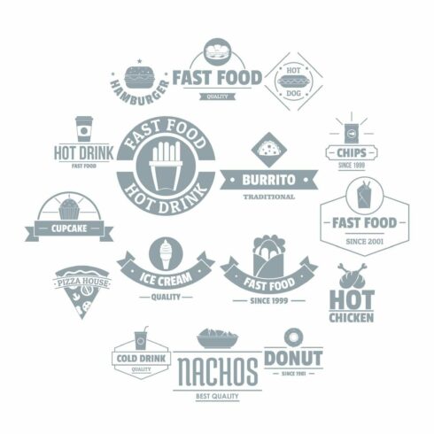 Fast food logo icons set cover image.