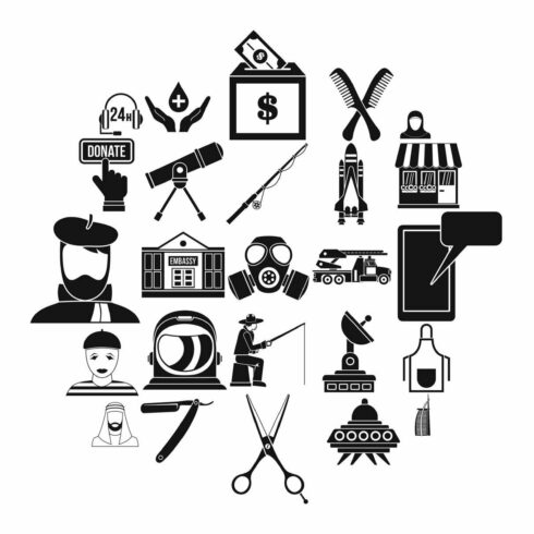 Human resources department icons set cover image.