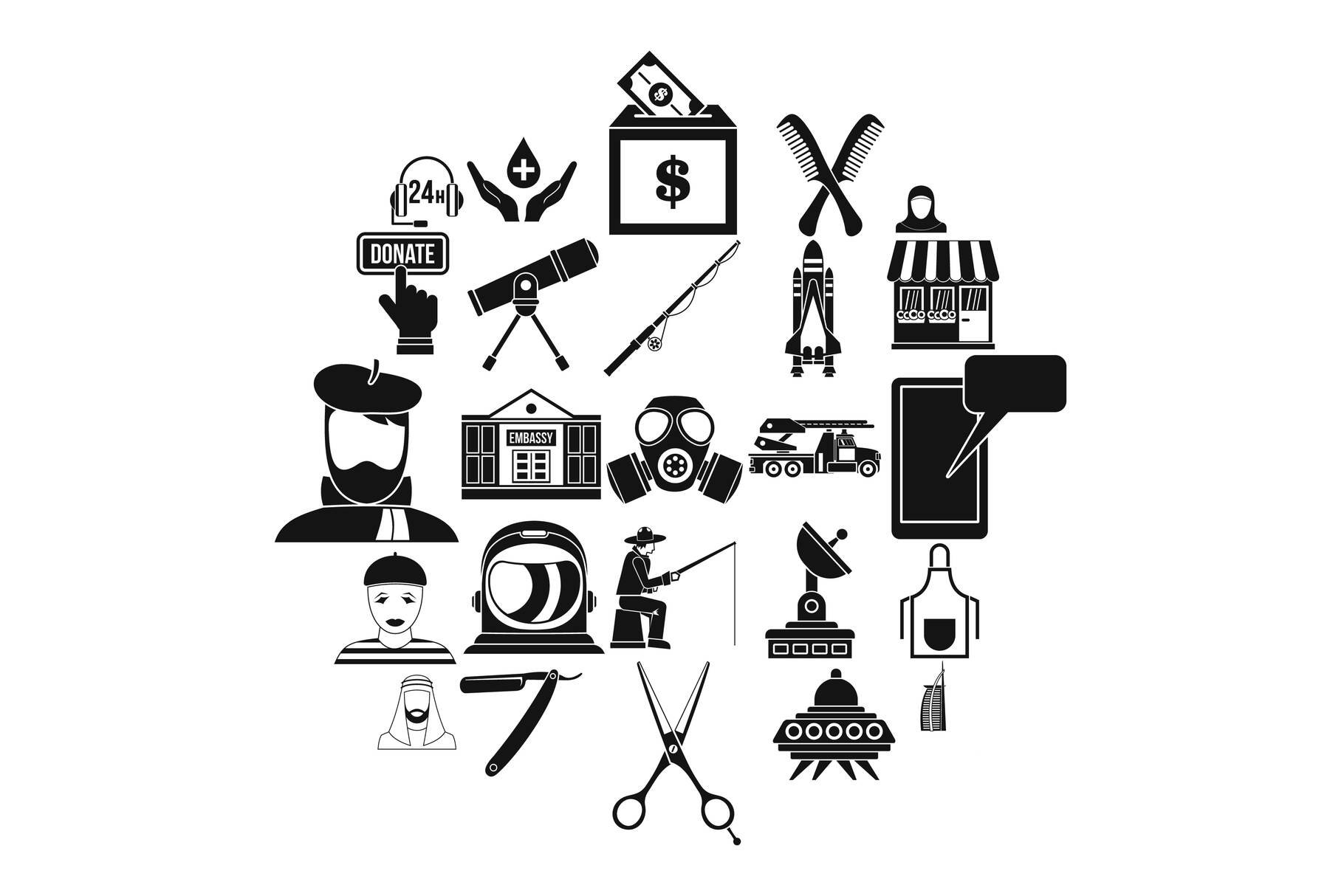 Human resources department icons set cover image.