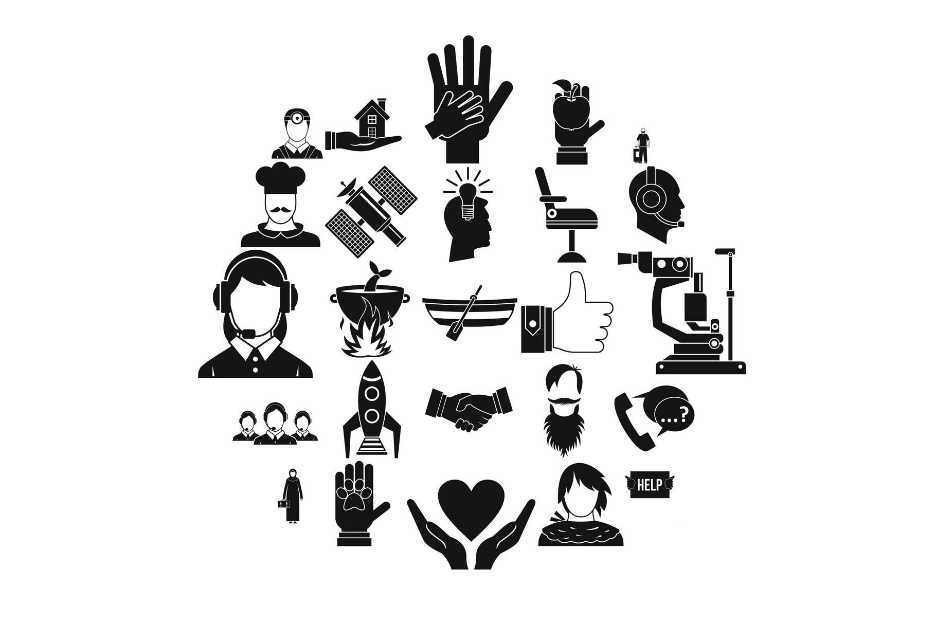 Human resources icons set cover image.