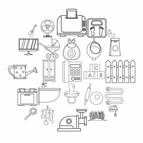 Home appliances icons set cover image.