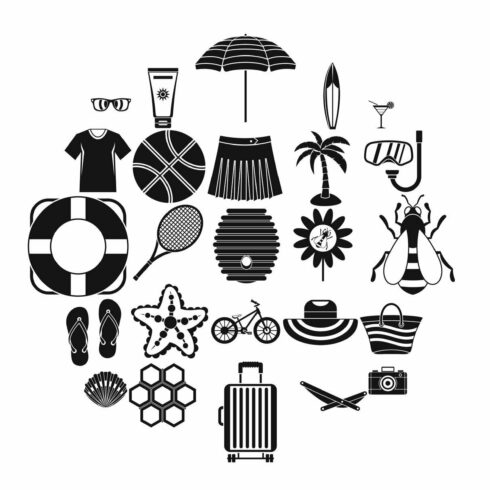 Summer things icons set cover image.