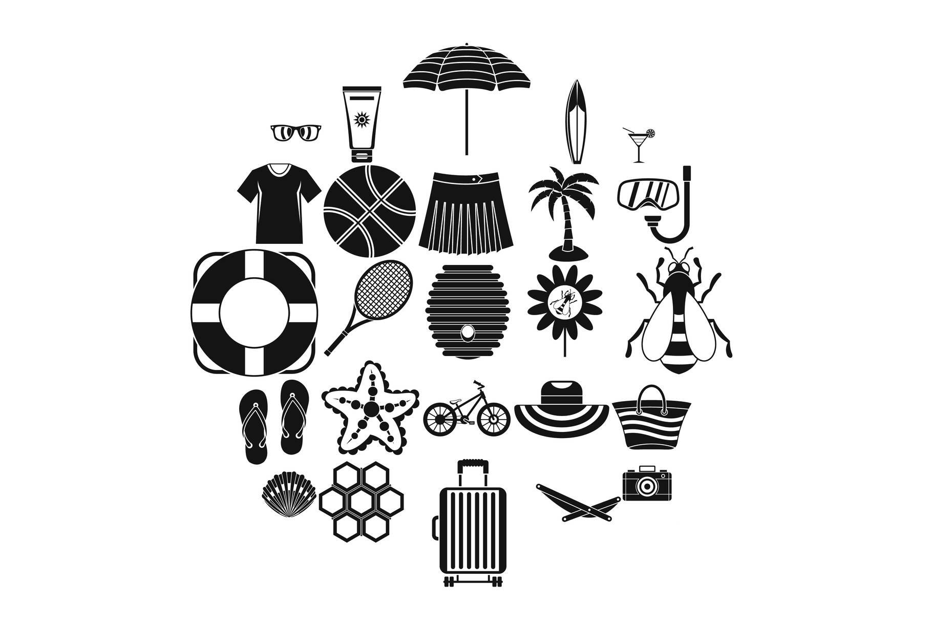 Summer things icons set cover image.