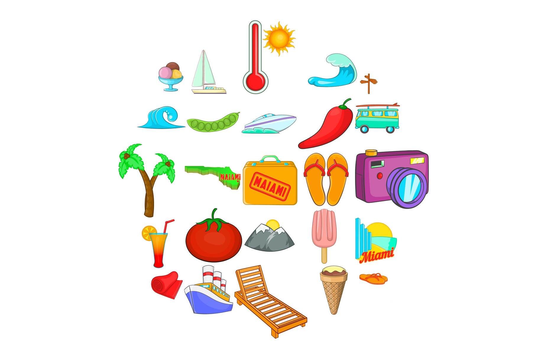 Summer activity icons set cover image.