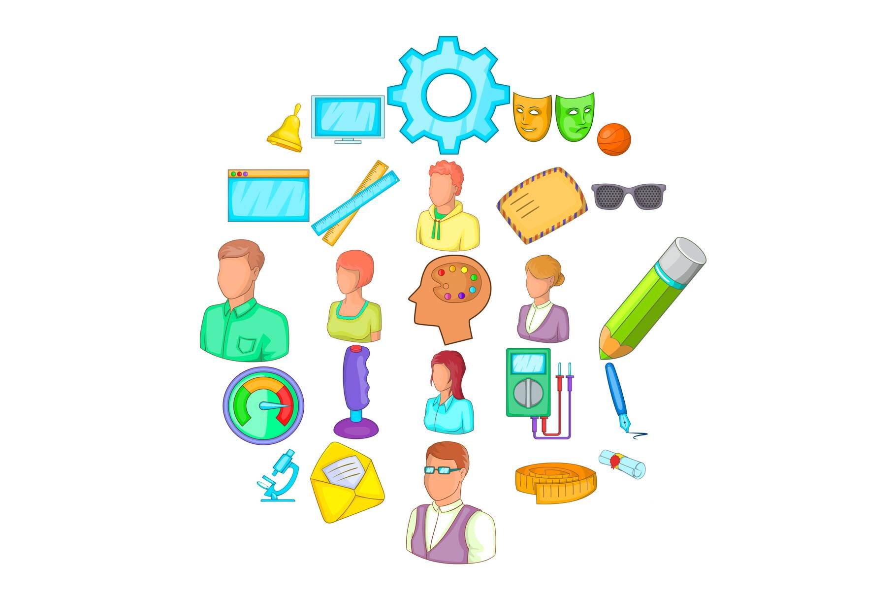 Teacher training icons set cover image.