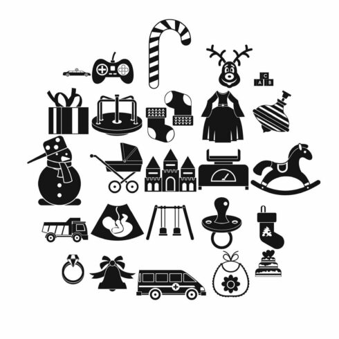Toy icons set, simple style cover image.