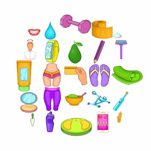 Beauty product icons set cover image.