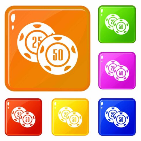 Casino chip icons set vector color cover image.