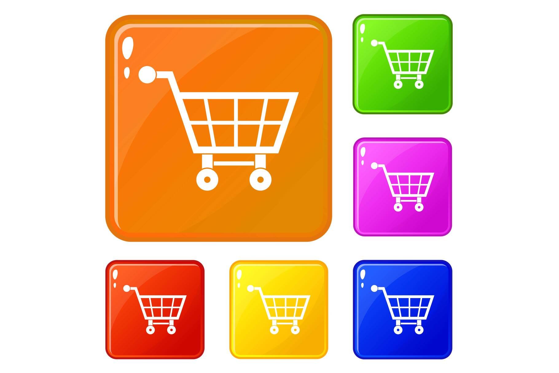 Shopping cart icons set vector color cover image.