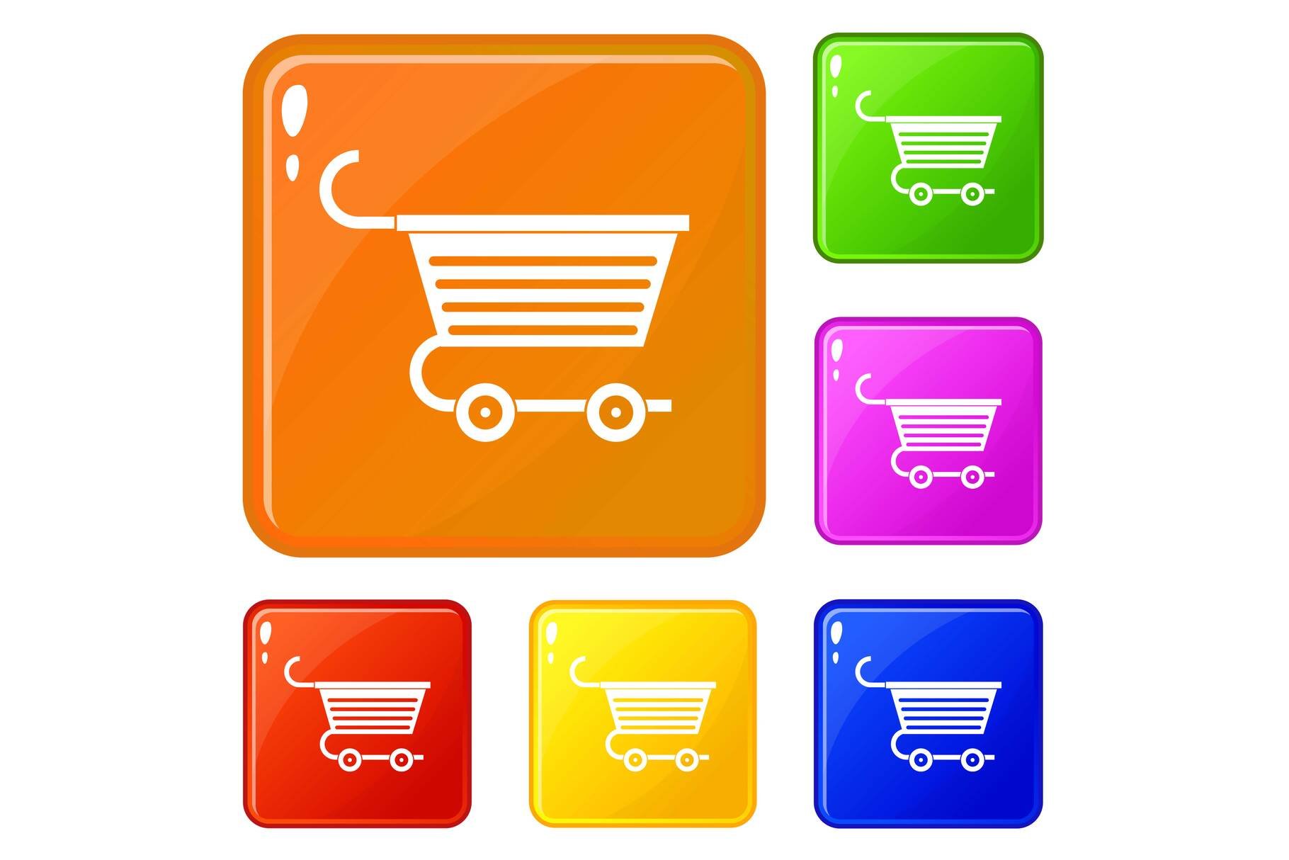Shopping trolley icons set vector cover image.