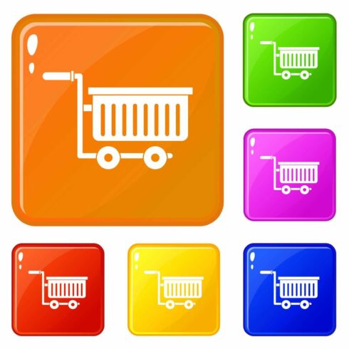 Large plastic supermarket cart icons cover image.