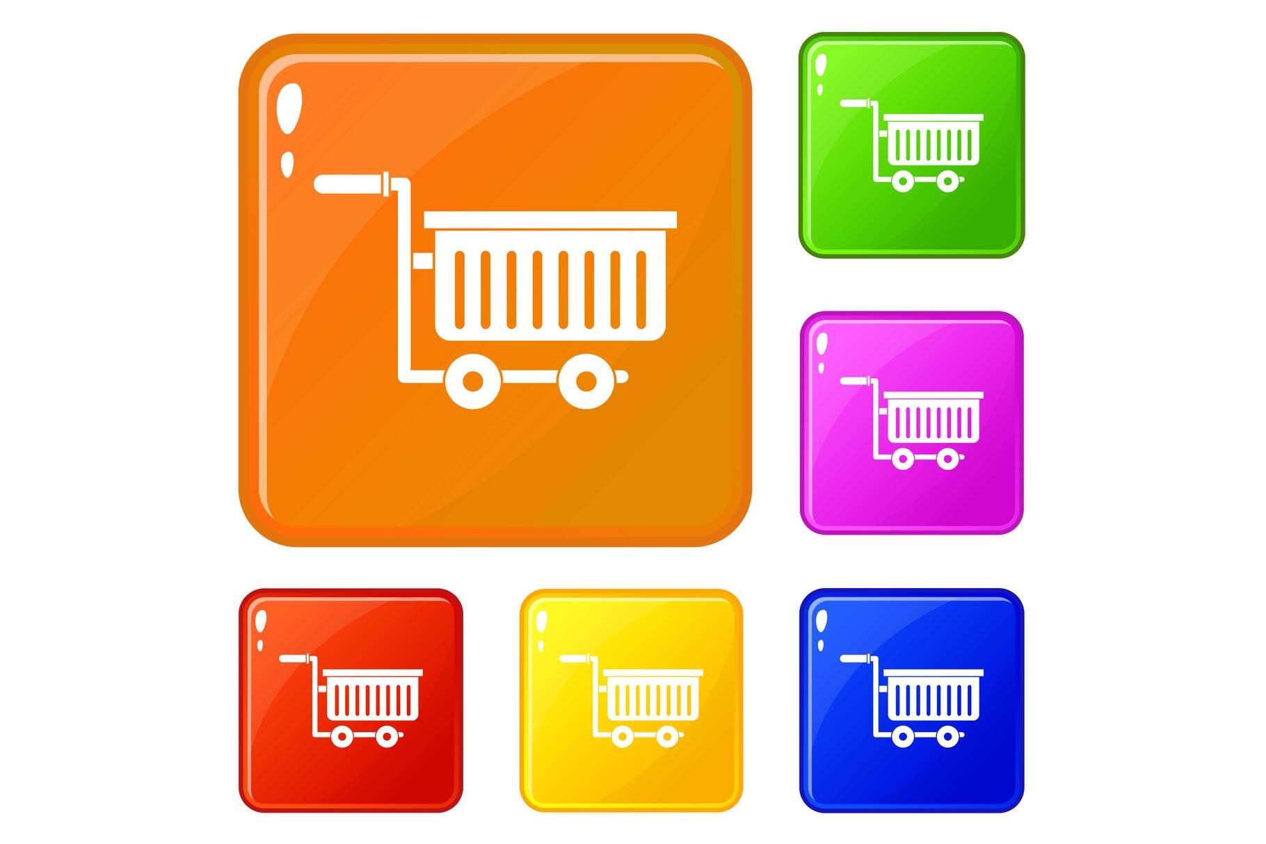 Large plastic supermarket cart icons cover image.
