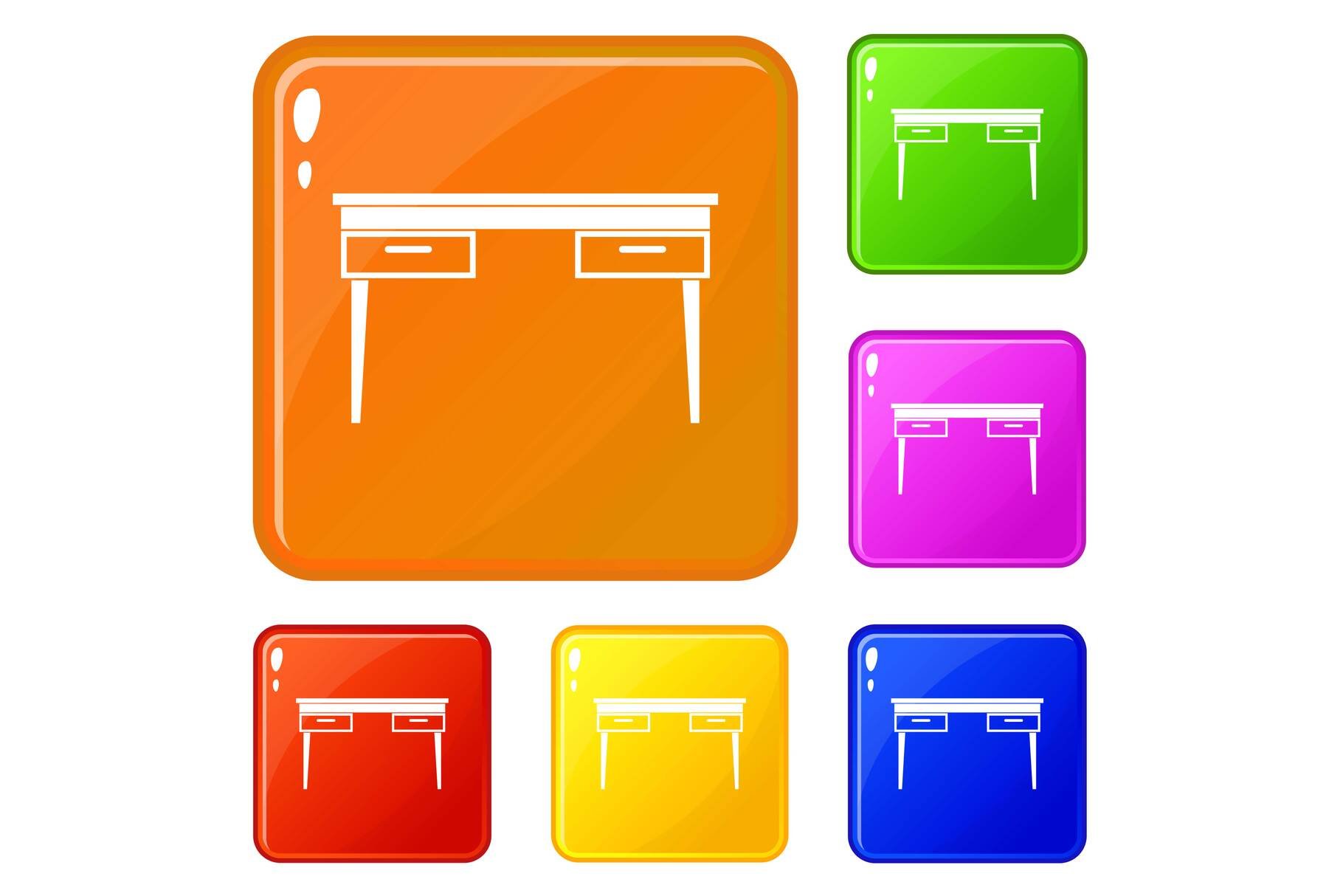 Wooden table icons set vector color cover image.