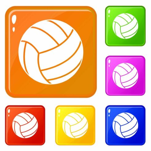 Black volleyball ball icons set cover image.