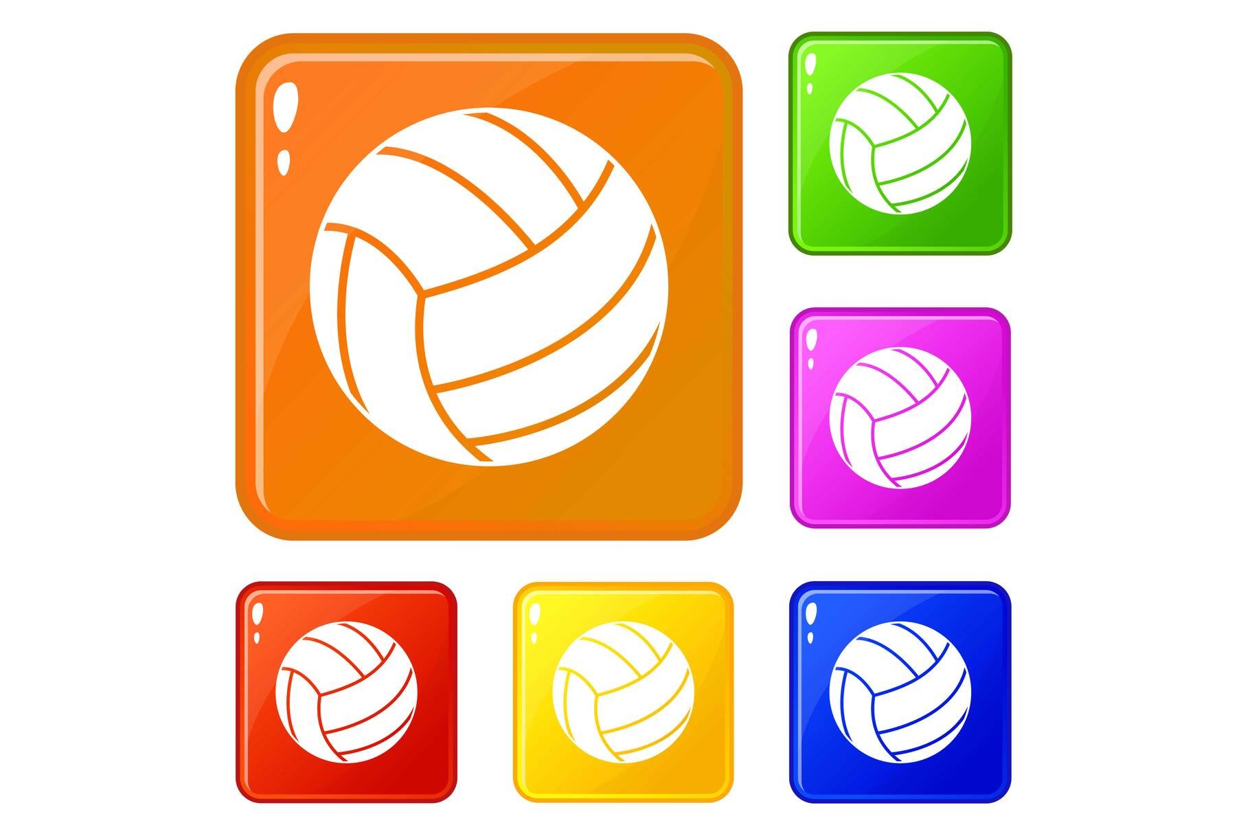 Black volleyball ball icons set cover image.