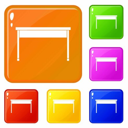 Desk icons set vector color cover image.