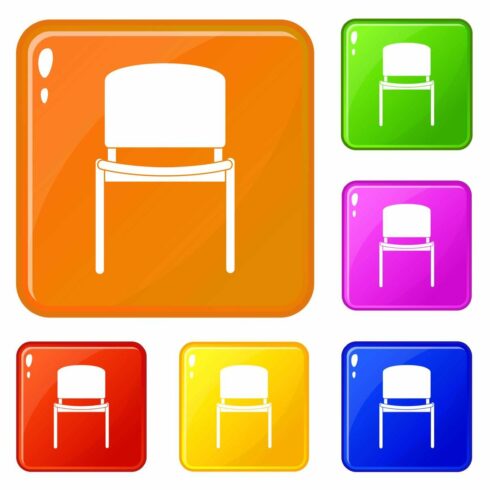 Black office chair icons set vector cover image.