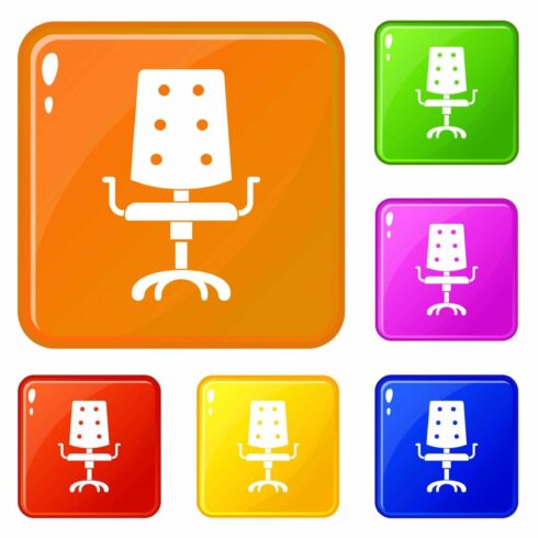 Office chair icons set vector color cover image.