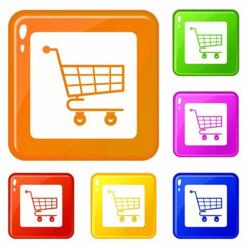 Shopping cart icons set vector color cover image.