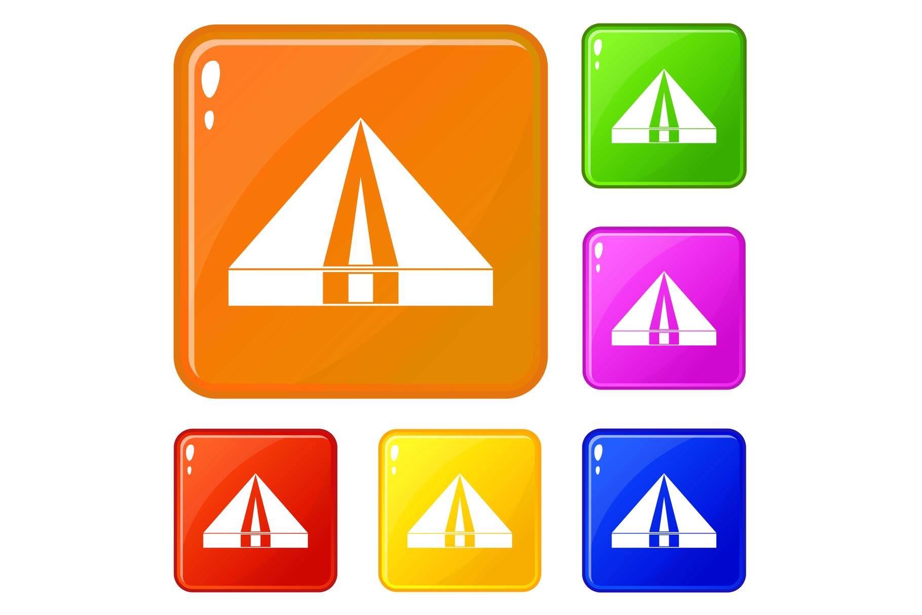 Tourist camping tent icons set cover image.